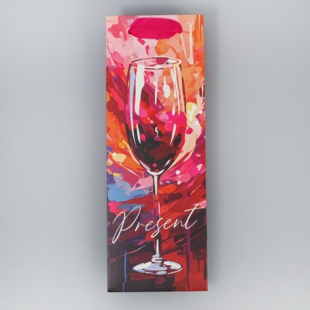Gift package for a bottle, packaging, "glass of happiness", 9 x 25 x 8.9 cm-4