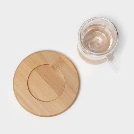 Madera tea -glass service, 12 items: 6 mugs 100 ml, 6 bamboo stands d = 11 cm-3