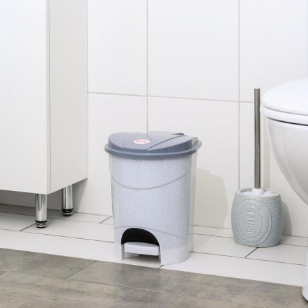 Garbage container with pedal, 7 l, marble color