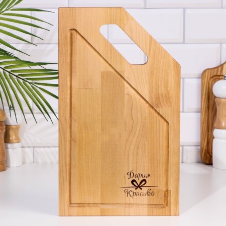 Board of cutting and serving "corner pen" large with a groove 38x22x2 cm-1