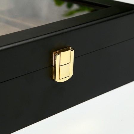Casket Wood for watches 10 departments "Black matte" 8x26x20 cm-3