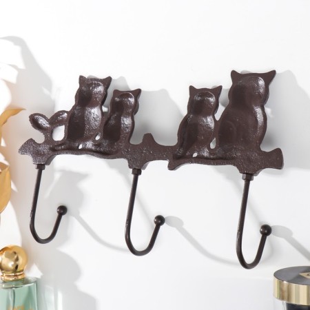 Decorative metal hooks "owls on a branch" 27x5x15.5 cm-3