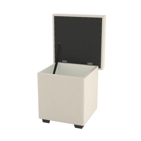 Puff with an opening top, leatherette, beige color Tex Cream-1