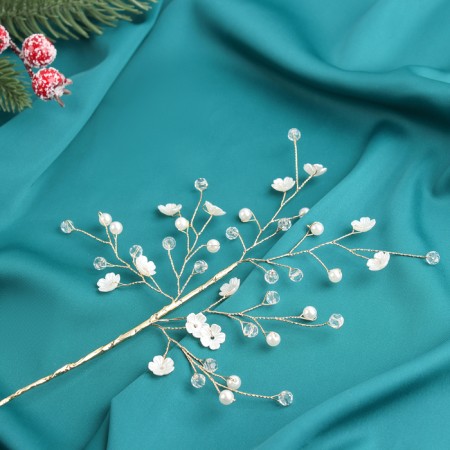Decor "Crystal Tale" 26 cm, twig with flowers-2