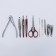 Manicure set, 10 items, in case, black color