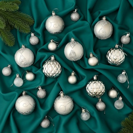 Set of balls of plastic D-2.5 and 5.5 cm, 33 pcs "Round dance" silver