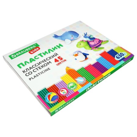 Plasticine 45 -ZV 630g Brauberg Kids, with a stack. High quality-2