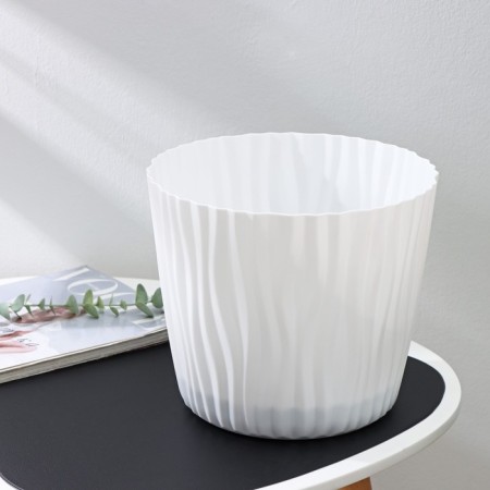 Kashpo for flowers with an insert “wave”, 8 l, d = 25 cm, h = 21.5 cm, white color-1