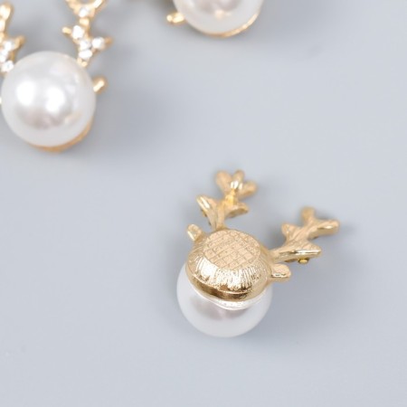 Decor for creativity Metal, plastic "Reindeer" set 3 pcs rhinestones, gold 2.4x2 cm-1