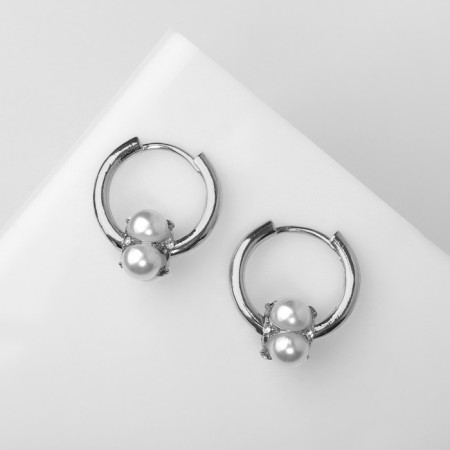 Earrings with pearls "bead" miniature, silver color-1