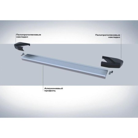 Thresholds for the car "Silver" Rival for Mazda CX-9 II 2016-n., 193 cm, 2 pcs., Aluminum, f193al.3803.2-3
