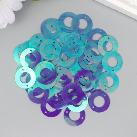 Sequins "circle in the ring" blue-green set 30 g d = 2 cm-2
