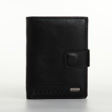 Male purse on magnet 3 in 1, department for auto documents, passports, black color