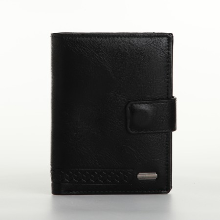 Male purse on magnet 3 in 1, department for auto documents, passports, black color