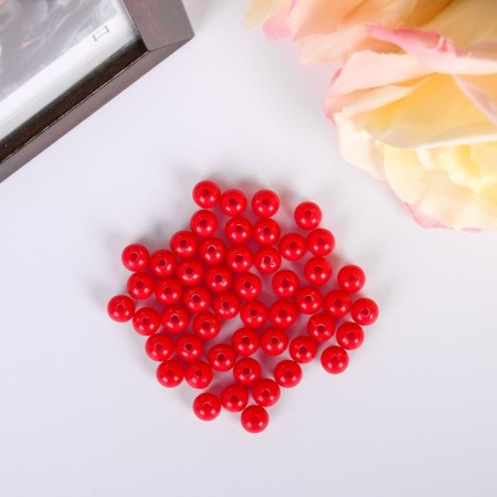 A set of glossy beads "Astra" 50 pcs, 8 mm, red