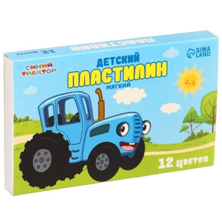 Plasticine 12 colors 180 g, blue tractor-1