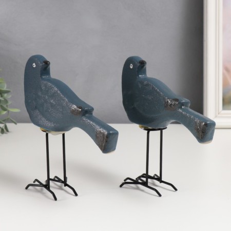 Souvenir ceramics "birds" Blue matte set 2 pcs 16.5x6x17 cm-4