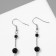 Hanging earrings with rhinestones "Drop" path, black color in silver, 6.2 cm
