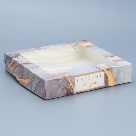 Confectionery packaging, a box with lamination "Marble", 20 x 20 x 4 cm-1