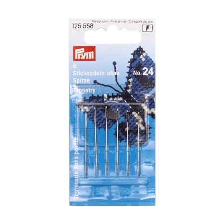 Needles for embroidery with rounded tip, steel, No. 24, 0.80x37 mm, 6 pcs