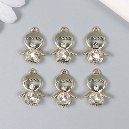 Decor for creativity metal, rhinestones "angel" gold 1.6x2 cm-2