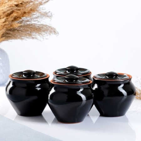 Set "Vyatka Ceramics Schi" 4x0.5l, Black Amber-3