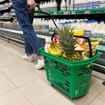 Basket-body on 4 wheels are plastic, 38 liters, with 2 plastic handles, green color-2