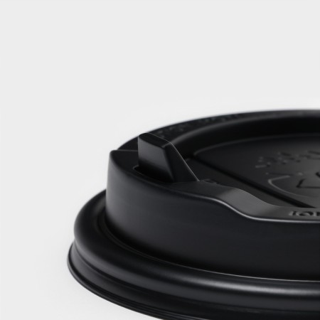 Plastic disposable lid for a glass black, with a valve, d = 9 cm-4