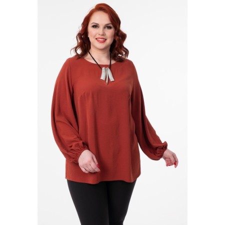 Female blouse, size 52, Terracotta color-2