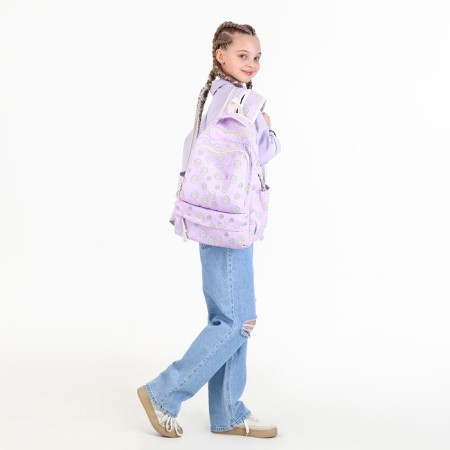 A backpack with a zipper, bag, cosmetic bag, lilac color-13