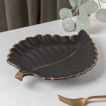 Ceramic serving dish "Rapsodia. Sheet ", 26.5 × 20.5 × 2.5 cm, black color-1
