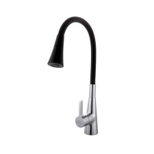 Fashun A4153+B14 kitchen mixer, single -leaf, flexible spout, brass, black