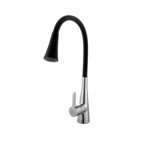 Fashun A4153+B14 kitchen mixer, single -leaf, flexible spout, brass, black