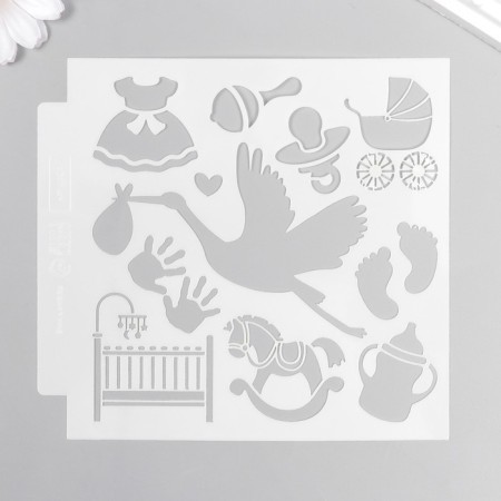Stencil plastic "Birth of a child" 13x13 cm-3