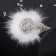 Brooch "Hedgehog" fluffy, white color in silver