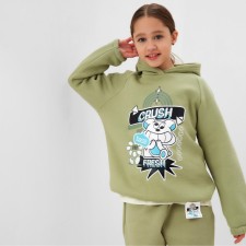 Sweatshirt (Hoody) Children's Minaku: Crush, olive color, height 134 cm