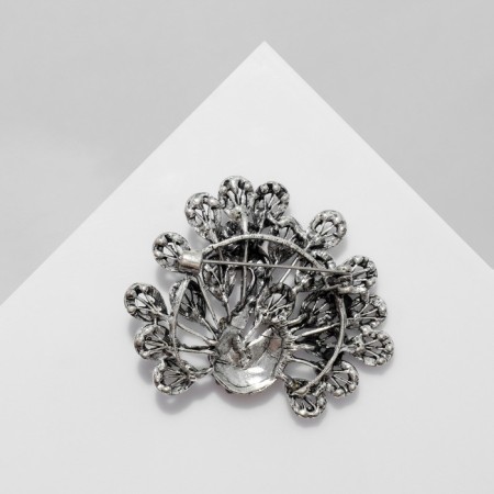 Brooch "Bird" Peacock, the color of purple-blue in black silver-1