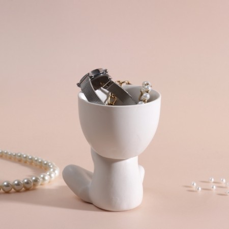 Interior subject "Mr. Green" A lover of silence 9.8*6.7*8 White ceramics-2