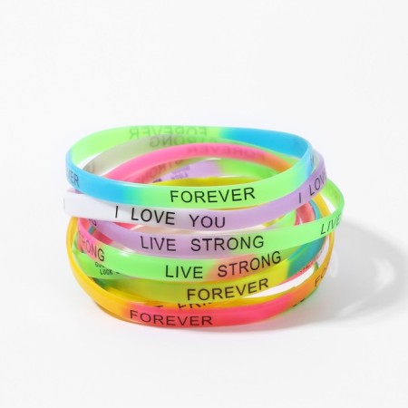 Silicone bracelet "mood", set of 10 pcs., Mix color, 6 cm-1