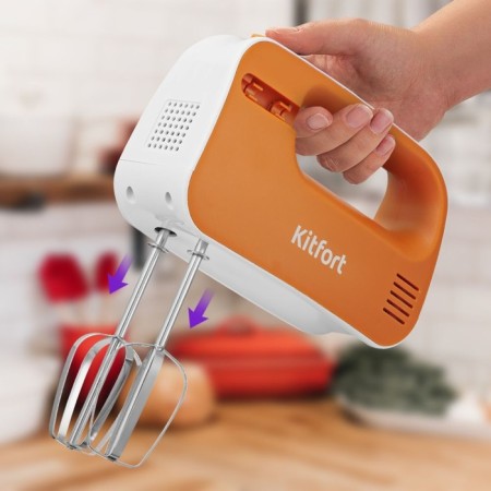 Mixer KitFort KT-3417-2, 200 W, 3 modes, cord 1 m, white-orange-4