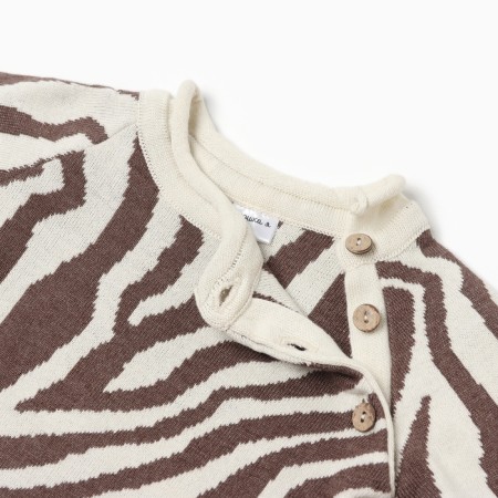 Jumper knitted baby i zebra growth 68-74 cm, milk-1