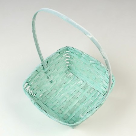 Wicker basket, 21.6 x 21.6 x 10/38 cm, green, bamboo-2