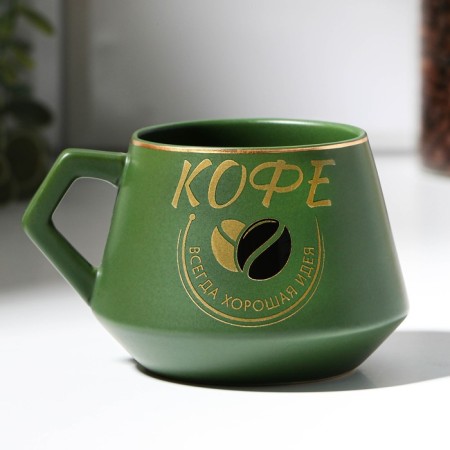 Ceramic mug "Coffee", 320 ml, green color