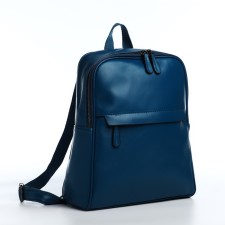 Women's backpack of artificial leather with lightning, 2 pockets, blue color