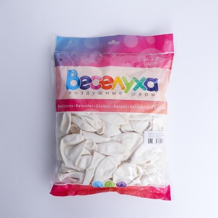 Latex ball 12 ", pastel, set 100 pcs., White color-1