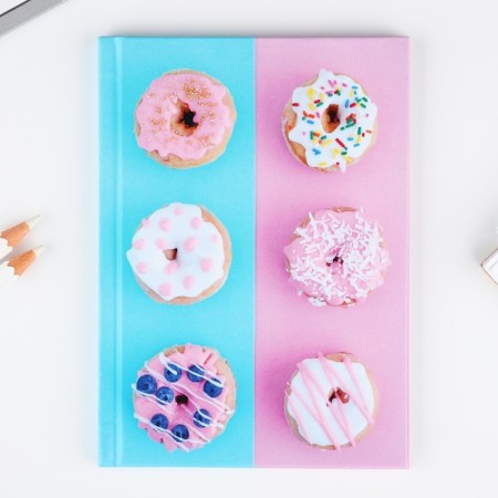 Notepad A6 in a solid cover, 40 sheets "Donuts"