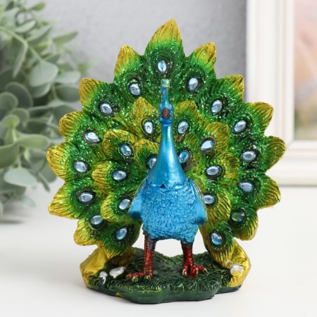 Polystone souvenir "Green peacock with a magnificent tail" 11.5x6x12 cm