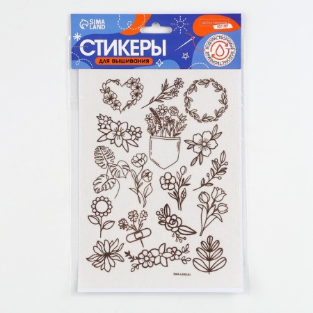 Water -soluble sticker for embroidery "flowers", 15*21 cm-1