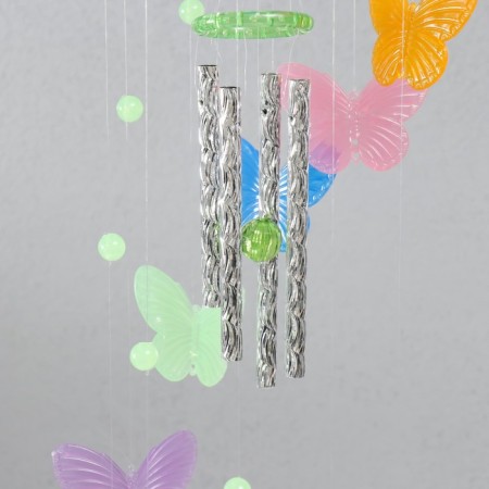 Wind music Plastic "Butterflies" shine in the dark 4 tubes + 11 figures 67 cm mix-2