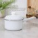Cylindrical bucket, 1 l, without decolleys, plastic handle, enameled cover, induction, white color